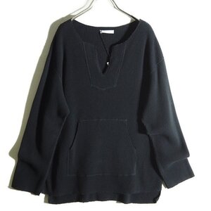 B9601f31　▼PHEENY フィーニー▼　BIG WAFFLE SKIPPER PULLOVER ビッグワッフル スキッパーシャツ ブラック / カットソー 黒 春～秋