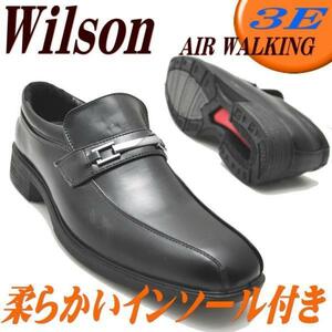 黒「24.5cm」Wilson(ウイルソン）/ローファー ビット付 ビジネスシューズ/お買い得/超軽量/紐靴/レース//No72