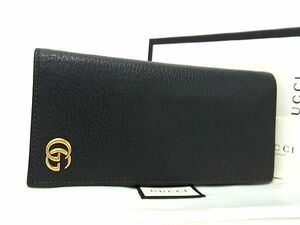 1円 ■極美品■ GUCCI グッチ 428740 203887 GGマーモント レザー 二つ折り 長財布 ウォレット メンズ ブラック系 CB2028