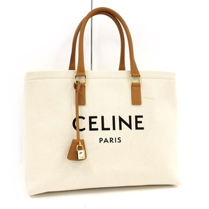 CELINE ホリゾンタル カバ トートバッグ キャンバス ホワイト 190062