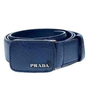 プラダ PRADA 2CS078 ベルト アクセサリー 小物 ロゴ サフィアノレザー ネイビー [サイズ 95/38］