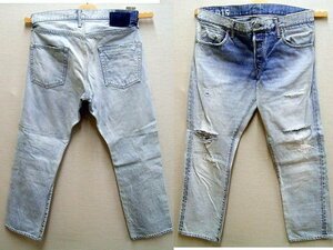 即決[W36]visvim 19SS SOCIAL SCULPTURE DENIM 10D19 19 DAMAGED-19 スリム ダメージ クラッシュ デニム 0119105005031 パンツ■5566