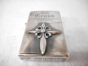 ◇ZIPPO ジッポ SILVER Cross LIMITED №3734 シリアルナンバー 2003年　シルバークロス　銀メッキいぶし仕上げ　アクセサリー　箱無し