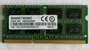 ★送料無料★SHARETRONIC 2RX8 PC3 DDR3 1600 4GB×1 ノート用メモリ★動作品★BC151