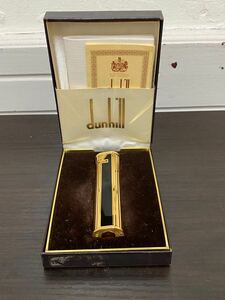 ダンヒル ローラー式 ガスライター 3910750 ブラック×ゴールドカラー 楕円 スリム dunhill 火花確認済み 箱付き【19306C-2T V】