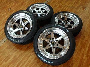 O 送料無料 極太 深リム ホワイトレター ファブレス BARONE XR-6 17 6H139.7 8.5J+19 205/55R17 200系 ハイエース オーバーフェンダー WIDE