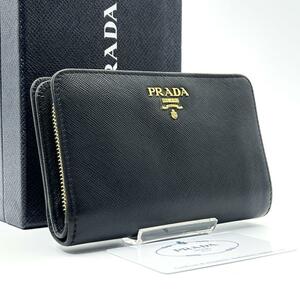 極美品◆PRADA 二つ折り財布 コンパクトウォレット サフィアーノレザー