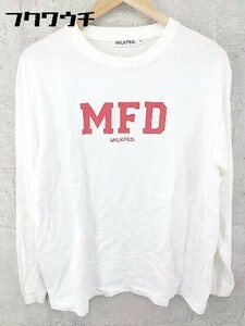 ◇ MILKFED. ミルクフェド ロゴ プリント 長袖 Tシャツ カットソー サイズM ホワイト レッド レディース