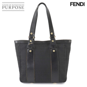 フェンディ FENDI ズッキーノ トート バッグ キャンバス レザー ブラック 8BH161 ゴールド 金具 Zucchino Tote Bag 90246159