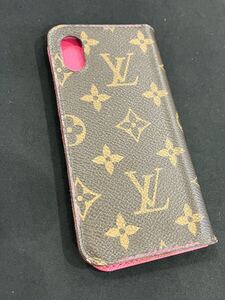 LOUIS VUITTON ルイヴィトン M63444 モノグラム 手帳型 iPhone X / XS ケース ブラウン×ピンク系 現状品【2412-14】