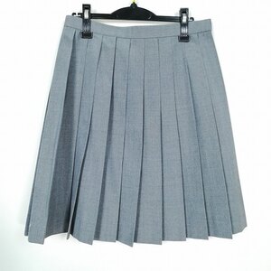 1円 スクールスカート 夏物 w69-丈56 グレー 中学 高校 プリーツ 学生服 制服 女子 中古 HK6491