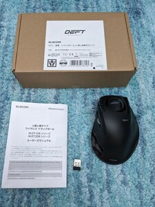 0606u1226　エレコム マウス ワイヤレス (レシーバー付属) トラックボール 人差し指用 8ボタン ブラック M-DT2DRBK