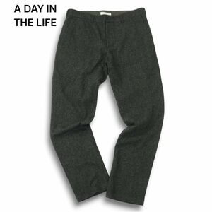 【美品 23AW】A DAY IN THE LIFE ユナイテッドアローズ ウール ツイード ホームスパン ノープリーツ パンツ Sz.XL メンズ 灰　A4B05569_B#Q