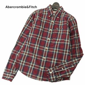 Abercrombie&Fitch アバクロンビー＆フィッチ 通年 トナカイ刺繍★ 長袖 ボタンダウン チェック シャツ Sz.M　メンズ　A4T08390_7#C