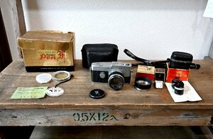 ○オリンパス OLYMPUS　PEN-F　フィルムハーフカメラ レンズ38mm f/1.8付属品多数 露出計古道具のgplus広島2409ｋ