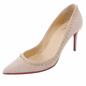 クリスチャンルブタン Christian Louboutin パンプス スウェードレザー スタッズ ヒール シューズ 靴 34 1/2 ベージュ cf02mr-rm05e26750