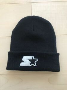 STARTER BLACK LABEL knit cap スターター ブラック レーベル ロング ニット キャップ ブラック ロゴ スタジャン NFL MLB NHL NBA レザー