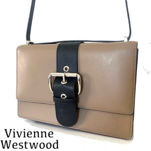 【送料無料】ヴィヴィアンウエストウッド 2way ショルダーバッグ　ハンドバッグ　レザー　鞄　Vivienne Westwood カバン　グレージュ　黒