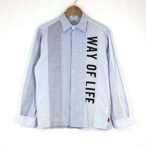 【名作】WTAPS FURRIES ストライプ ドレスシャツ S WAY OF LIFE ブルー TET着 長袖