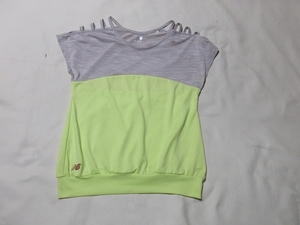 R-3147★ニューバランス♪黄緑xグレー/半袖Tシャツ(S)★