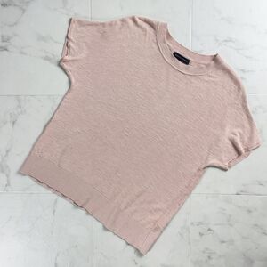 美品 Banana Republic バナナリパブリック リネン混 クルーネック半袖ニットトップス レディース ピンク サイズM*TC919