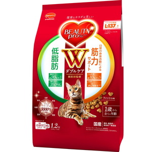 （まとめ買い）日本ペットフード ビューティープロ キャット Wケア 低脂肪・筋力サポート1.2kg 猫用フード 〔×3〕