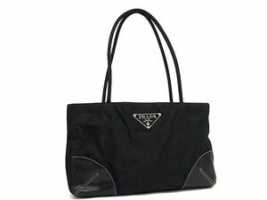 1円 PRADA プラダ テスートナイロン×レザー ショルダーバッグ トートバッグ 肩掛け レディース ブラック系 FB8153