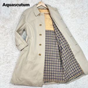 【美品超希少サイズXL】 Aquascutum アクアスキュータム 【圧倒的存在感】 メンズ ステンカラーコート ロングコート Aqua5 撥水◎ ベージュ