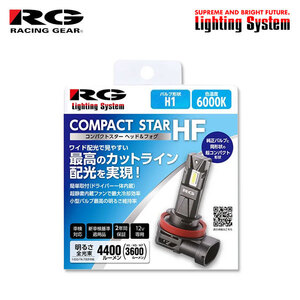 RG レーシングギア コンパクトスターHF ヘッドライト用 LEDバルブ H1 6000K ホワイト ブルーバードシルフィ G10系 H12.8～H15.1 純正H1/H3