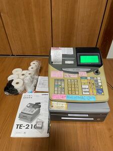 【通電済】CASIO 電子レジスター TE-2100 店舗用品 会計 電卓 事務 店舗 取説付 現状品