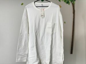 値下げ【新品】ユニクロ Uniqlo ビッグシルエット クルーネックTシャツ 長袖 サイズXL ホワイト