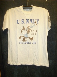 トイズマッコイ　Tシャツ（M)　フィリックス　ＵS　NAVY（白）