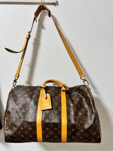 ルイヴィトン キーポルバンドリエール 45 2WAYボストンバッグ LOUISVUITTON モノグラムライン ブラウン ショルダーバッグ ストラップ付き