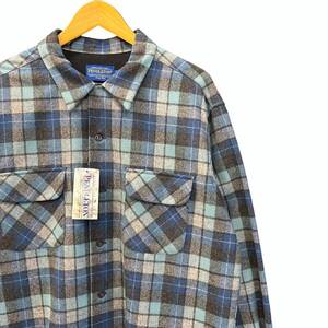 未使用 00s ビンテージ ペンドルトン オープンカラー ウールシャツ L チェック柄 ブルー 00年代 DEADSTOCK PENDLETON BOARD SHIRT JAC