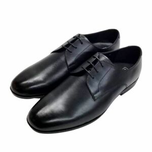 CL310 メンズ 本革 ビジネスシューズ 27.5cm ブラック ドレスシューズ フォーマルシューズ プレーントゥ 外羽根 革靴 紳士靴 黒