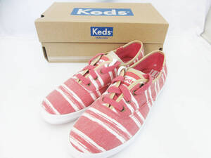 G2174【スニーカー】Keds CH WASH STRIPE RED★ケッズ ウォッシュストライプ★キッズ 靴 シューズ★サイズ 5M 約22.5cm★替えヒモ付 未使用