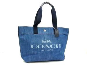 1円 ■極美品■ COACH コーチ F67415 デニム×キャンバス トートバッグ ショルダー 肩掛け レディース ブルー系 FJ3426