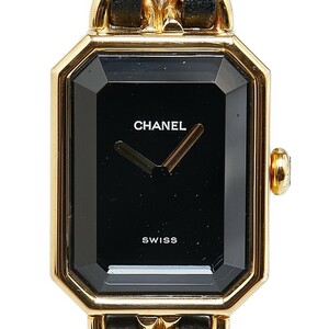 シャネル プルミエール 腕時計 H0001 クオーツ ブラック文字盤 ステンレススチール レザー レディース CHANEL 【中古】