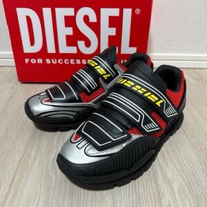 ★新品★定価47,300円★DIESEL(ディーゼル)/サイズ7.5(25.5㎝)/S-PENDHIO LC(ペンディオ)/ベルクロスニーカー/レッド×ブラック×シルバー