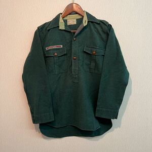 BSA ボーイスカウト BOY SCOUT ビンテージ 40s チェンジボタン プルオーバーシャツ S程 ウール 緑 グリーン 30s 50s 長袖 USA製 ミリタリー