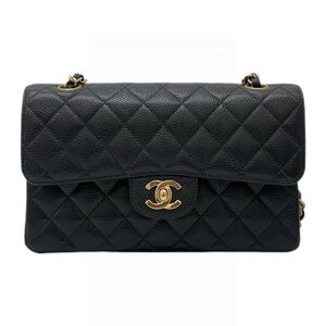 CHANEL シャネル マトラッセ 23cm チェーンショルダーバッグ ブラック キャビアスキン 斜め掛け ゴールド金具 ギャランティカード付き