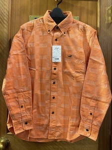 Mサイズ セール 超特価 綿 メンズブランド 紳士長袖シャツ 綿シャツ 長袖シャツ 綿100％ 新品未使用品 送料無料 オレンジ カジュアルシャツ