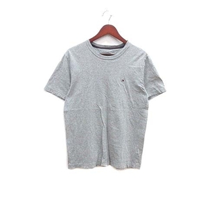 トミーヒルフィガー TOMMY HILFIGER Tシャツ カットソー クルーネック ワンポイント 半袖 L/G グレー /YK メンズ