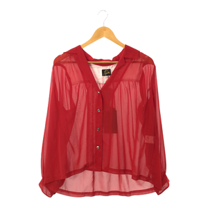 Needles ニードルス 【lay4217M】 タグ付き サイズ2 Gathered Blouse ギャザードブラウス 長袖シャツ IN139 レッド 赤 RED トップス MR