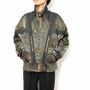 EU VINTAGE EMMEGI GRITTER DESIGN ZIP UP BLOUSON/ヨーロッパ古着グリッターデザインジップアップブルゾン