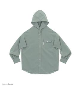 【RIDGE MOUNTAIN GEAR】(Poly) Hooded Long Sleeve Shirt・SAGE GREEN・M／フーデッドロングスリーブシャツ【リッジマウンテンギア】 