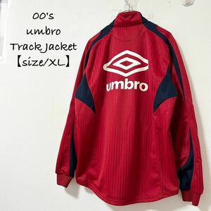 美品★00s★umbro/アンブロ★ジャージ/トラックジャケット★レトロ★ビッグロゴ★レッド×ブラック×ホワイト/赤黒白★XL