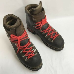 90年代以前?/Vintage/メーカー不明☆超重厚本革/トレッキングブーツ/シューズ【27.5-28.5/茶】希少?ズレ/ビブラムソール/重登山靴◇bZ-217