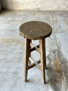 カウンタースツール スツール ヴィンテージ　椅子　イス　古道具　木製　木の椅子　木のイス　リネン　古家具　ヴィンテージチェア　丸椅子