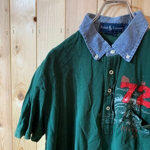 [KWT2967] RALPHLAUREN ポロシャツ レディース ダークグリーン L ポス